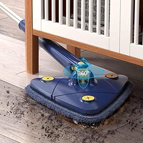Blue Squeezing Triangle Cleaning Mop – 360° Rotating Mop for Floors, Windows, Walls & More