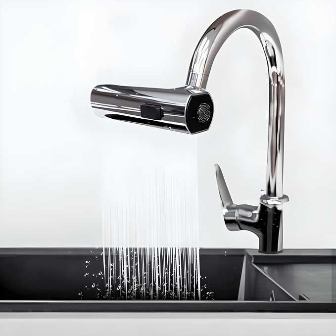 3-in-1 360° Waterfall Kitchen Faucet – Effortless Cleaning & Convenience