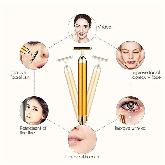 24K Gold Energy Beauty Bar – Electric Facial Massage Roller