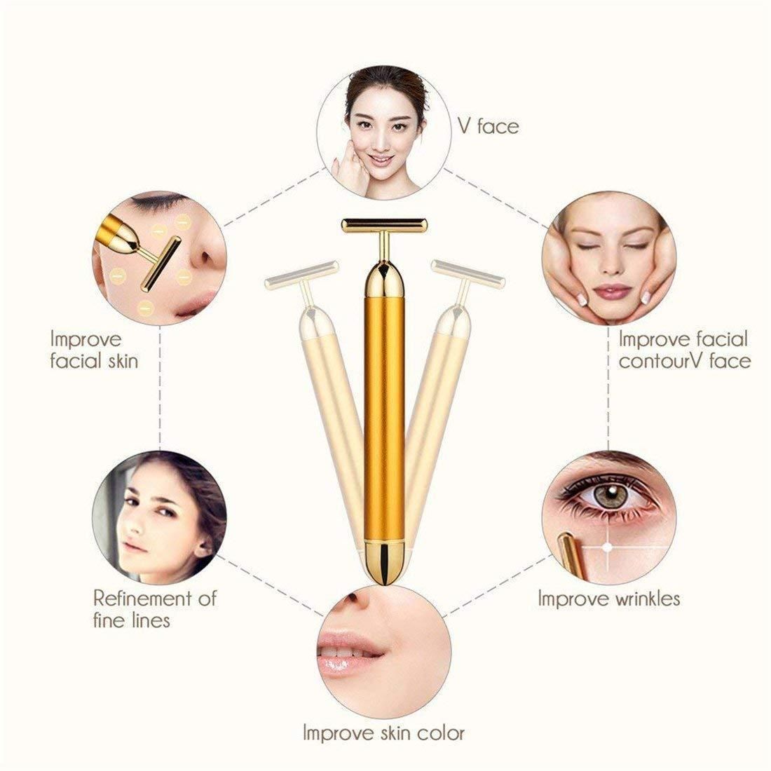 24K Gold Energy Beauty Bar – Electric Facial Massage Roller