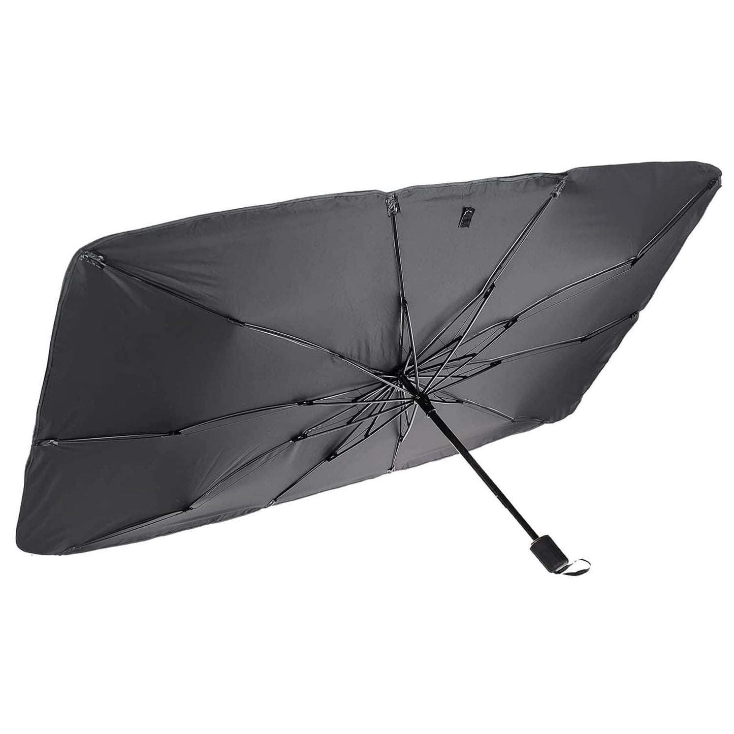 Car Windshield Sun Shade Umbrella - Thermal Heat Protector | Easy Install , Alloy Steel | Black
