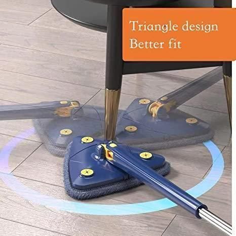 Blue Squeezing Triangle Cleaning Mop – 360° Rotating Mop for Floors, Windows, Walls & More