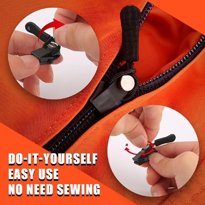 Portable Universal Detachable Zipper Slider – 3 Sizes (Small, Medium, Large) – Black