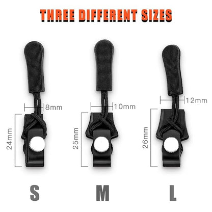 Portable Universal Detachable Zipper Slider – 3 Sizes (Small, Medium, Large) – Black