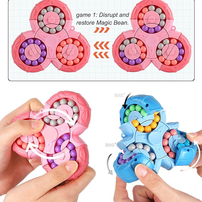 Double-Sided Magic Bean Cube Toy – Ultimate Stress Relief & Fidget Spinner