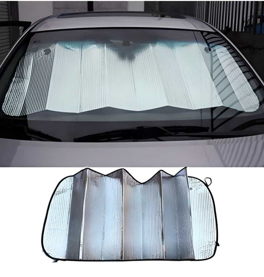 Front & Rear Foldable Car Sunshade – Silver Edition