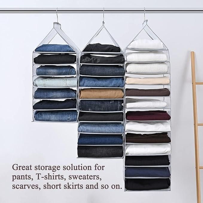 Hanging Closet Foldable Organizer – 6 Slots | Space-Saving Wardrobe Storage Solution