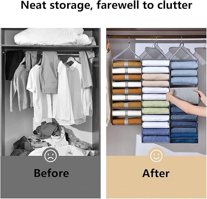 Hanging Closet Foldable Organizer – 6 Slots | Space-Saving Wardrobe Storage Solution