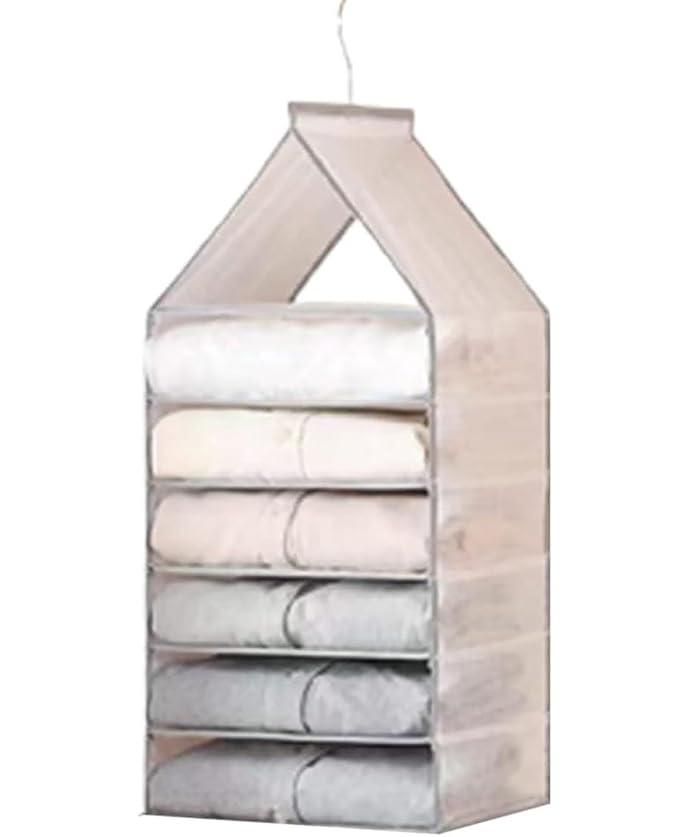 Hanging Closet Foldable Organizer – 6 Slots | Space-Saving Wardrobe Storage Solution