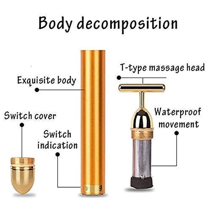 24K Gold Energy Beauty Bar – Electric Facial Massage Roller