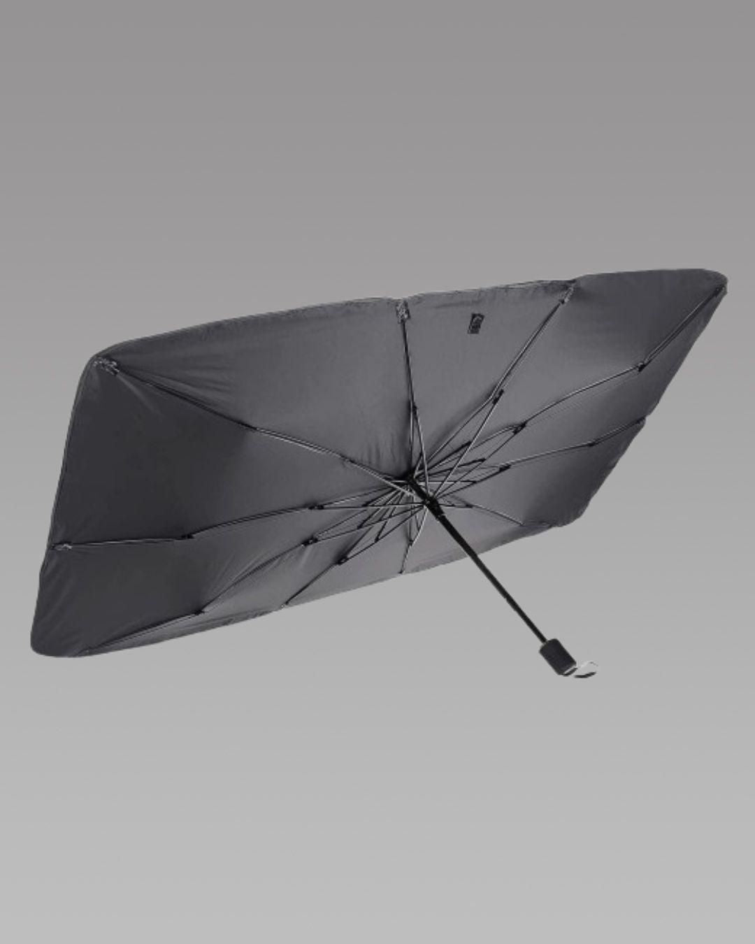 Car Windshield Sun Shade Umbrella - Thermal Heat Protector | Easy Install , Alloy Steel | Black