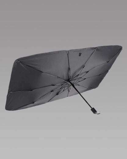 Car Windshield Sun Shade Umbrella - Thermal Heat Protector | Easy Install , Alloy Steel | Black