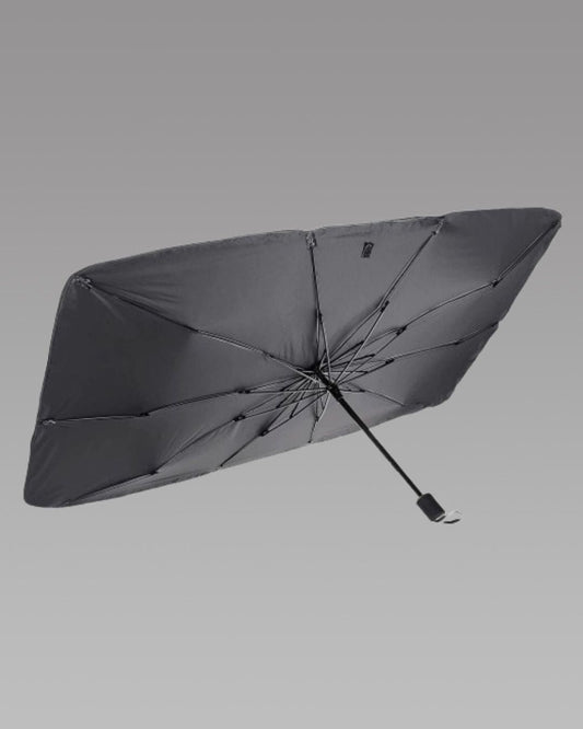 Car Windshield Sun Shade Umbrella - Thermal Heat Protector | Easy Install , Alloy Steel | Black