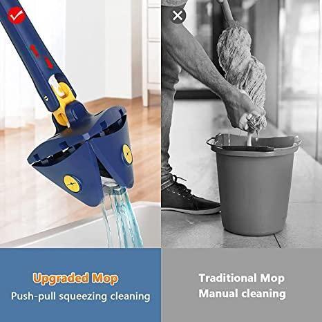 Blue Squeezing Triangle Cleaning Mop – 360° Rotating Mop for Floors, Windows, Walls & More