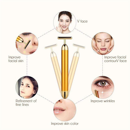 24K Gold Energy Beauty Bar – Electric Facial Massage Roller
