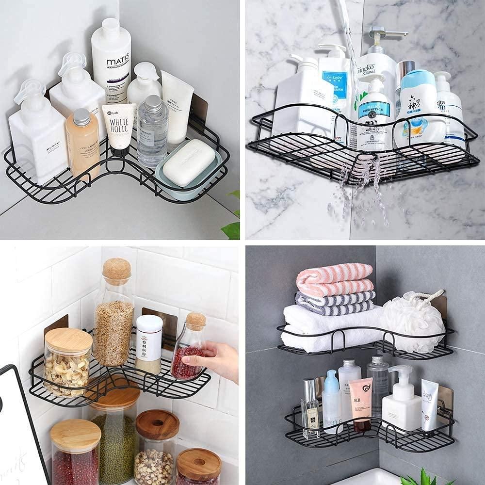 Metal Bathroom Corner Rack – Space-Saving Storage Shelves 🚿✨