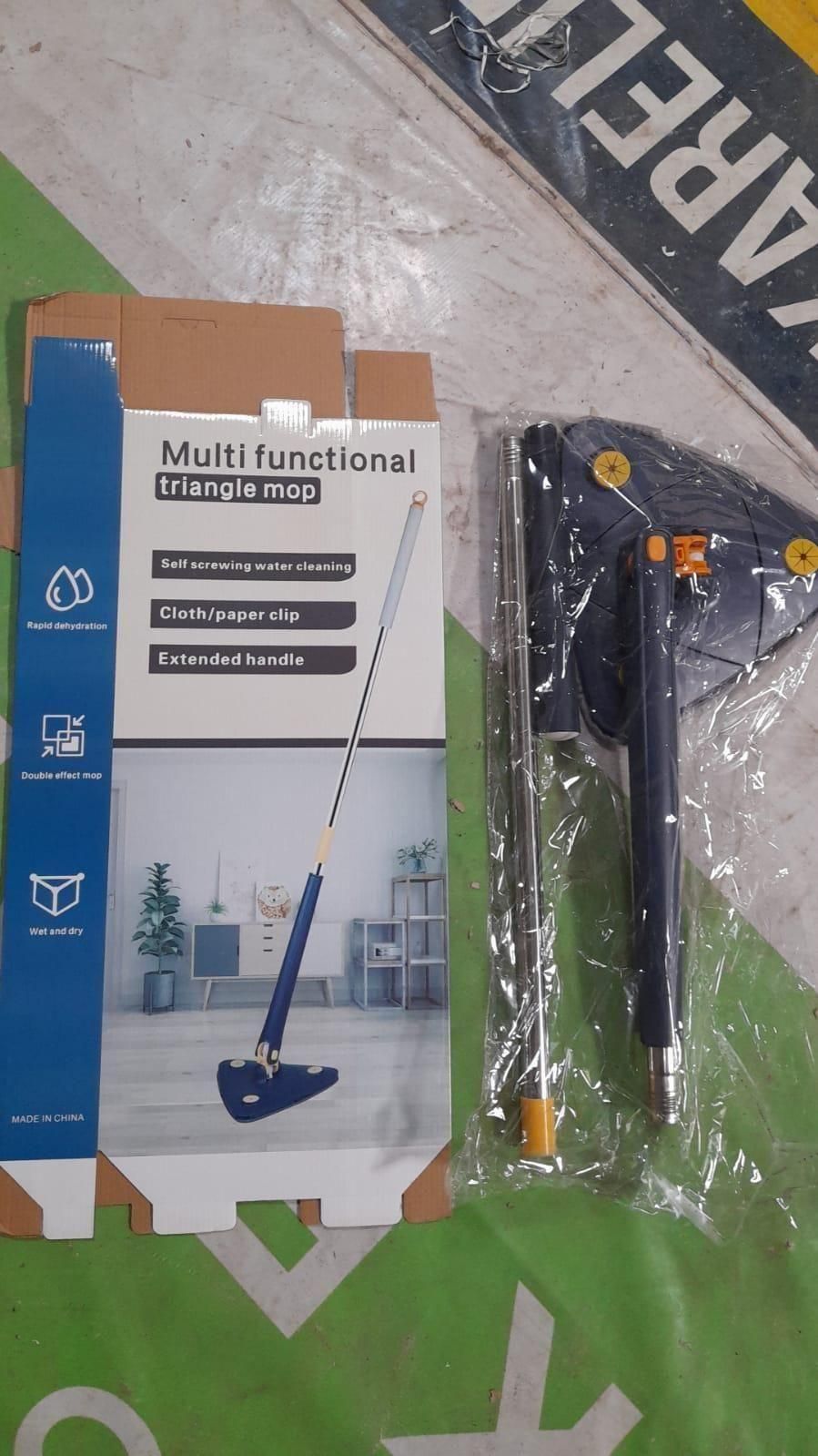 Blue Squeezing Triangle Cleaning Mop – 360° Rotating Mop for Floors, Windows, Walls & More