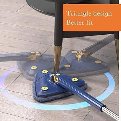 Blue Squeezing Triangle Cleaning Mop – 360° Rotating Mop for Floors, Windows, Walls & More